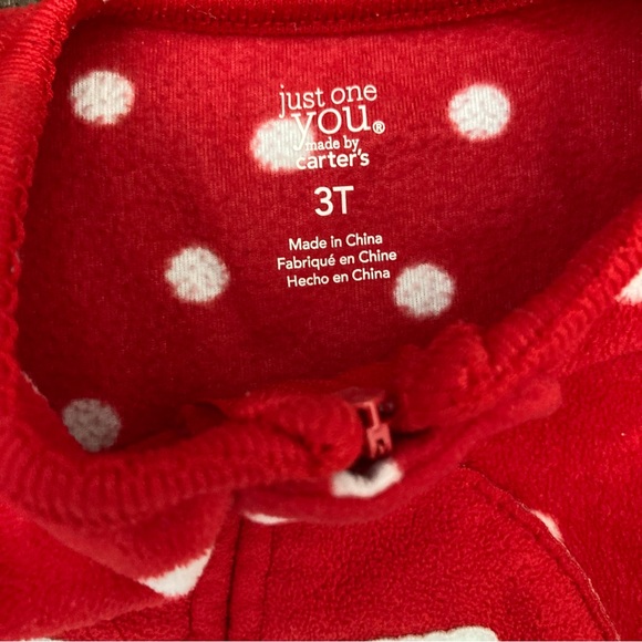 Santa One Piece Pajamas Polka Dot Red White Size 3T - Picture 3 of 5